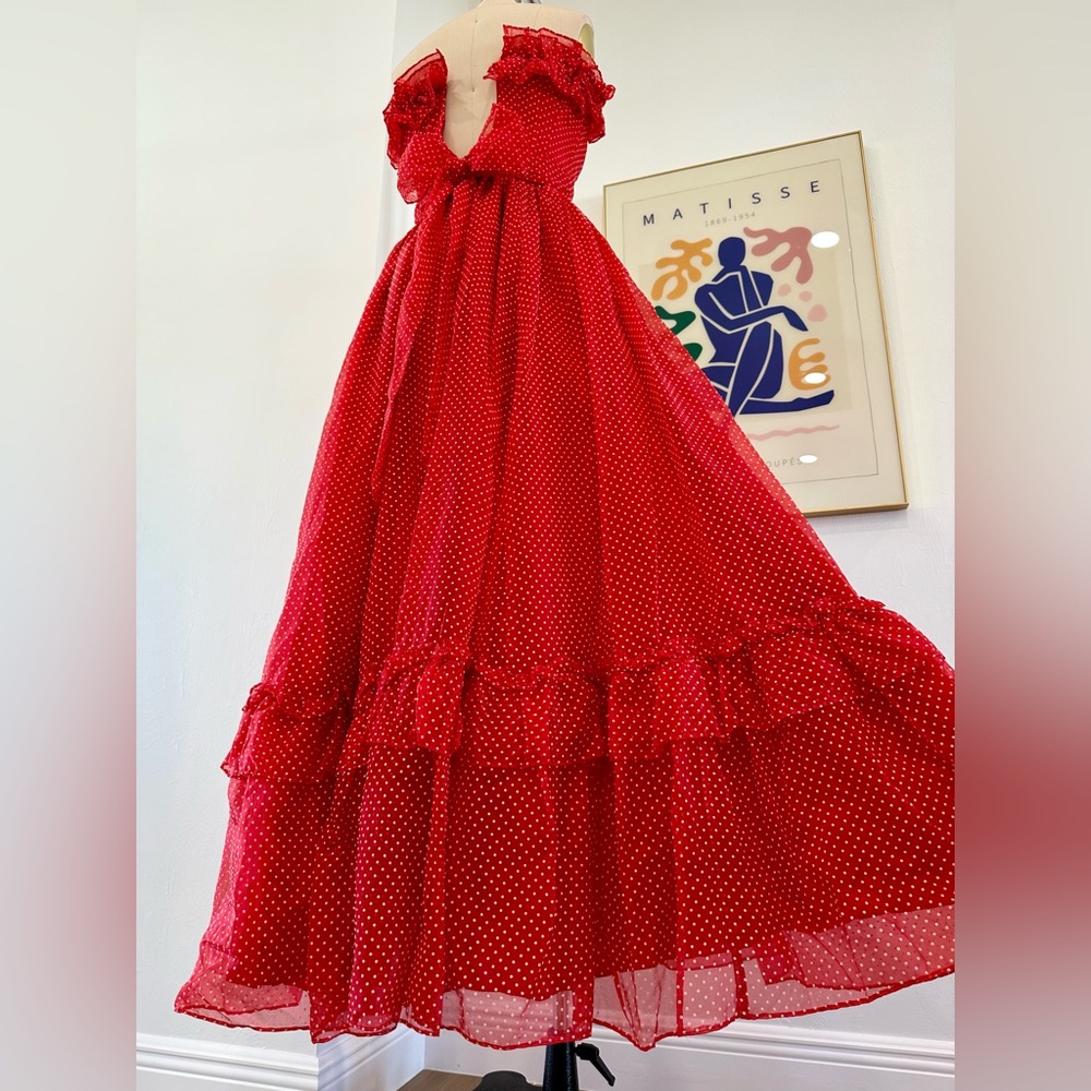 Vintage 70’s/80’s Polka Dot Ruffle Gown - Picture 13 of 16